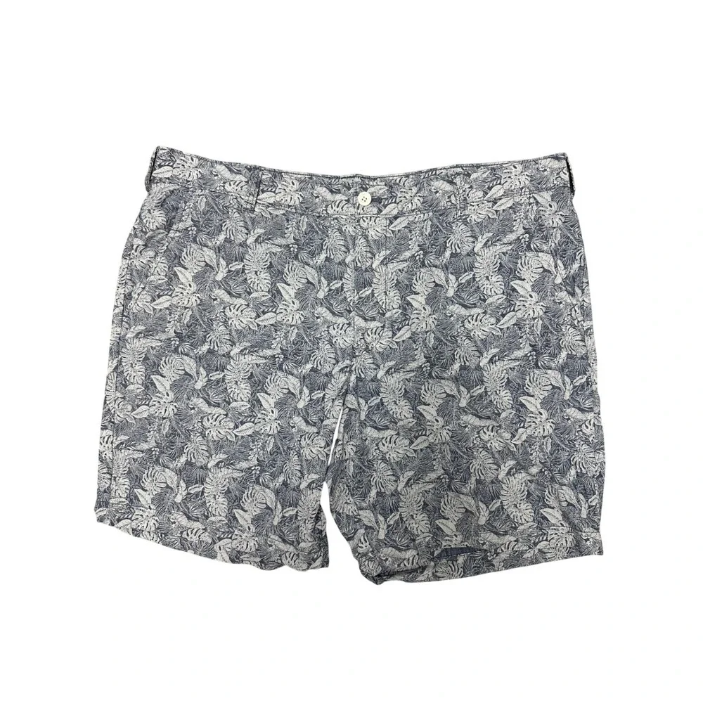 Mens Izod Stretch 40 Waist‎ 8 Inseam Tropical Leaf Blue White Shorts